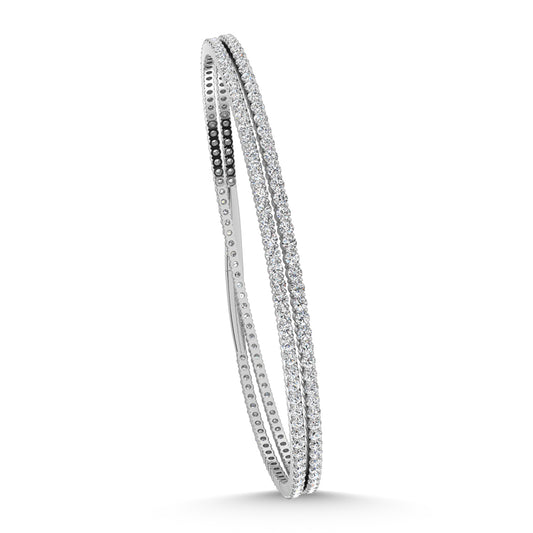 14K White Gold 3 1/2 Ct.Tw. Lab Grown Diamond 2 Row Flexi Bangle