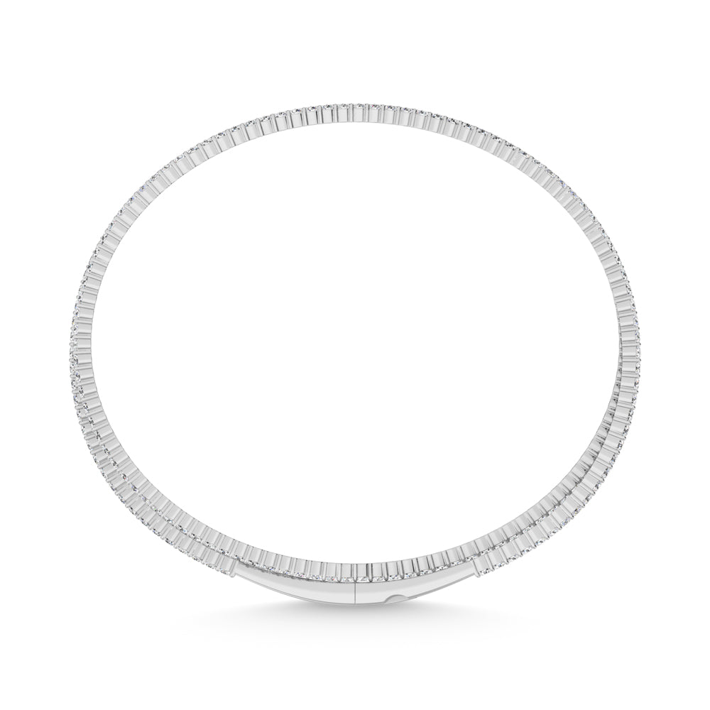 14K White Gold 3 1/2 Ct.Tw. Lab Grown Diamond 2 Row Flexi Bangle