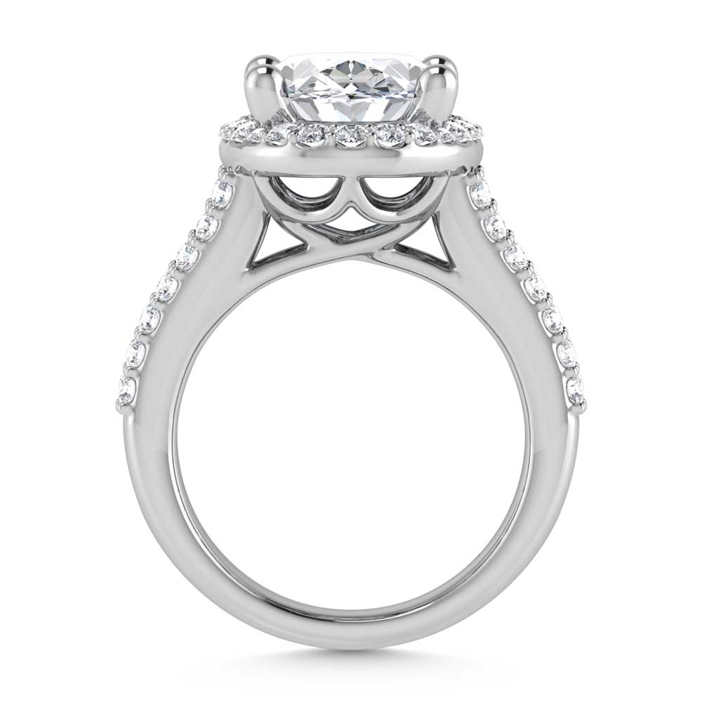 14K White Gold Lab Grown Diamond 6 7/8 Ct.Tw. Round Shank Engagement Ring (IGI Certified Center 5ct)