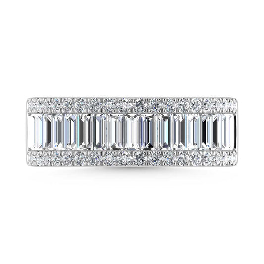 14K White Gold Round & Baguette Lab Grown Diamond 2 Ct.Tw. Wedding Band