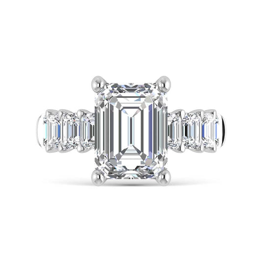 14K White Gold Lab Grown Diamond 6 3/4 Ct.Tw. Engagement Ring (IGI Certified Center 5ct)