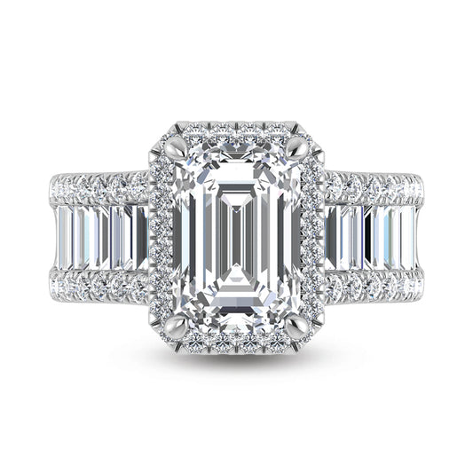 14K White Gold Lab Grown Diamond 4 5/8 Ct.Tw. Engagement Ring (IGI Certified Center 3ct)