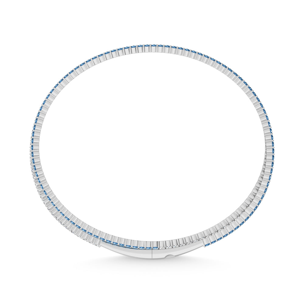 14K White Gold 3 1/2 Ct.Tw. Lab Grown Alternate Blue and White Lab Grown Diamond Flexi Bangle