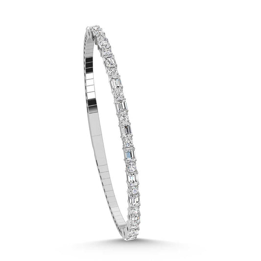 14K White Gold Lab Grown Diamond 3 Ct.Tw. Marquise and Round Shape Bangle