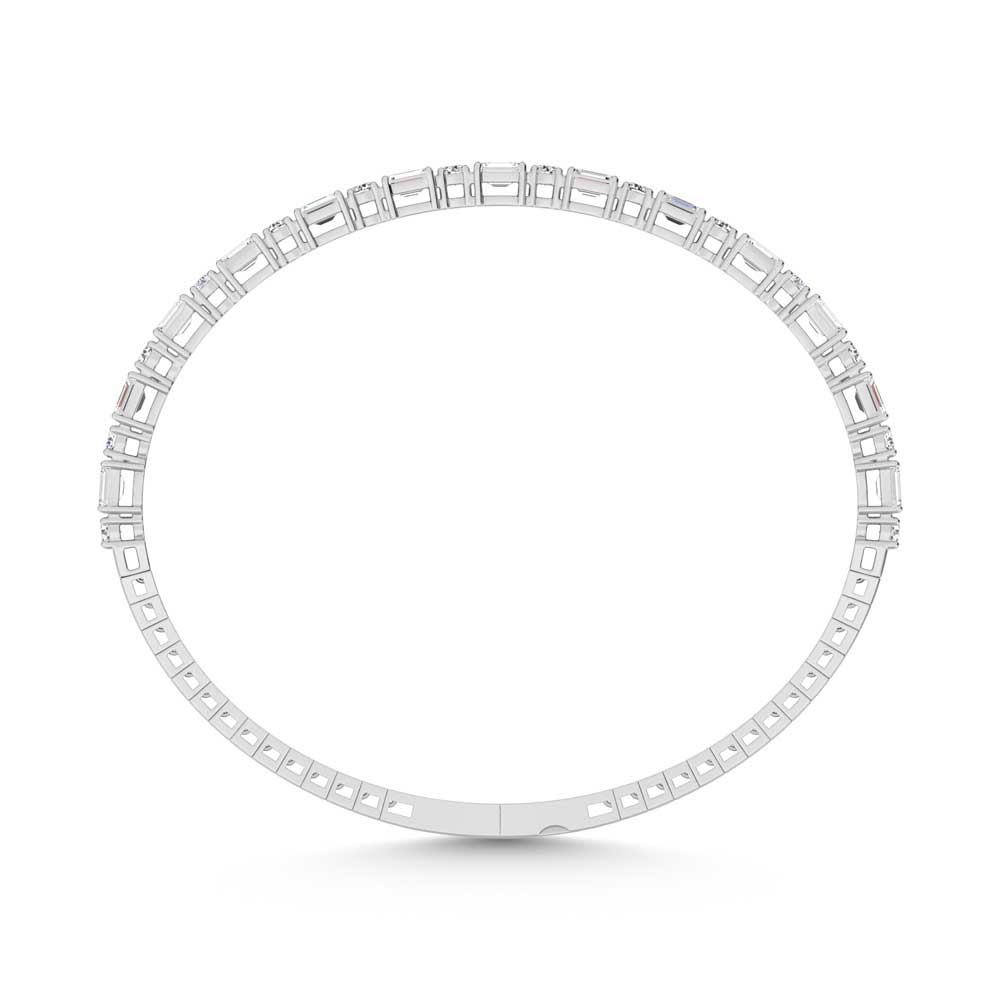 14K White Gold Lab Grown Diamond 3 Ct.Tw. Marquise and Round Shape Bangle