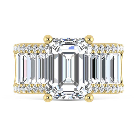 14K Yellow Gold Lab Grown Diamond 7 1/2 Ct.Tw. Engagement Ring (IGI Certified Center 5ct)