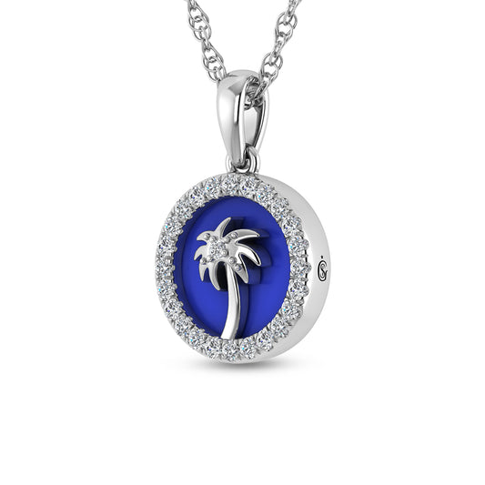 Sterling Silver 1/6 Ct.Tw. Lab Grown Diamond Sea Of Life palm Tree Pendant