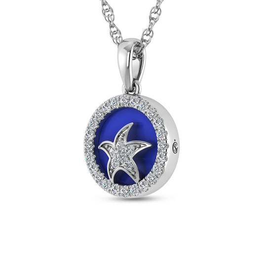 Sterling Silver 1/6 Ct.Tw. Lab Grown Diamond Sea Of Life Star Fish Pendant