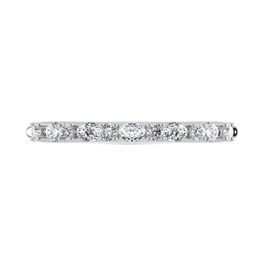 14K White Gold Lab Grown Diamond 5/8 Ct.Tw. Marquise and Round Stackable Band