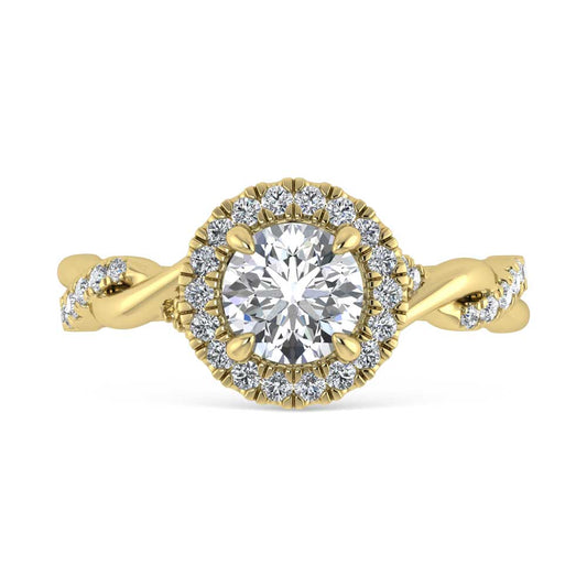 14K Yellow Gold Lab Grown Diamond 1 1/4 Ct.Tw. Engagement Ring (Center Round 1ct)