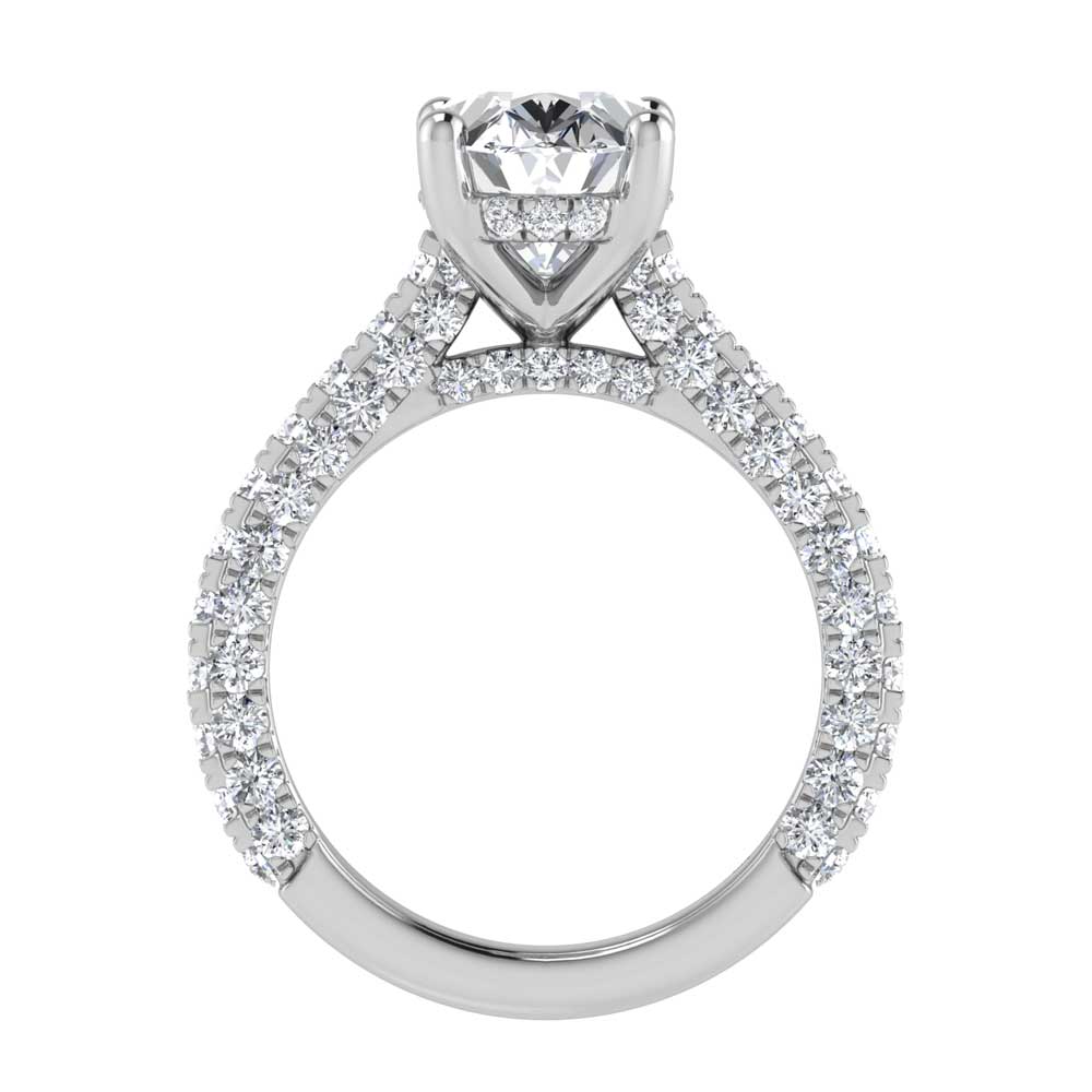 14K White Gold Lab Grown Diamond 4 1/5 Ct.Tw. Oval Shape Engagement Ring (IGI Certified Center 3ct)