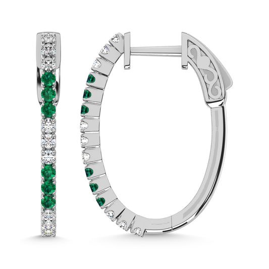 14K White Gold Lab Grown White and Emerald Diamond 5/8 Ct.Tw. Earrings