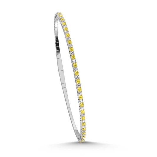 14K White Gold 1 Ct.Tw. Alternate white and Yellow Lab Grown Diamond Bangle