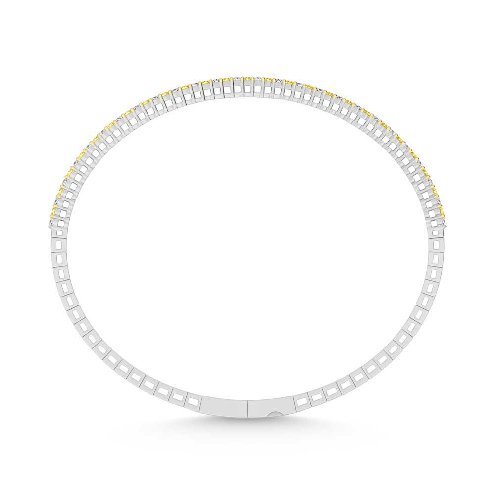 14K White Gold 1 Ct.Tw. Alternate white and Yellow Lab Grown Diamond Bangle