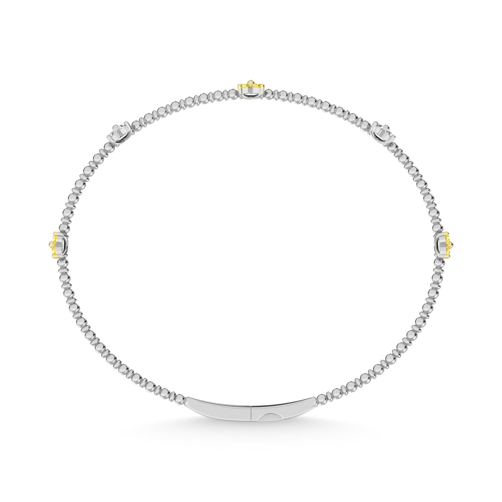 14K White Gold 5/8 Ct.Tw. 5 Station Yellow and White Lab Grown Diamond Flexi Bangle