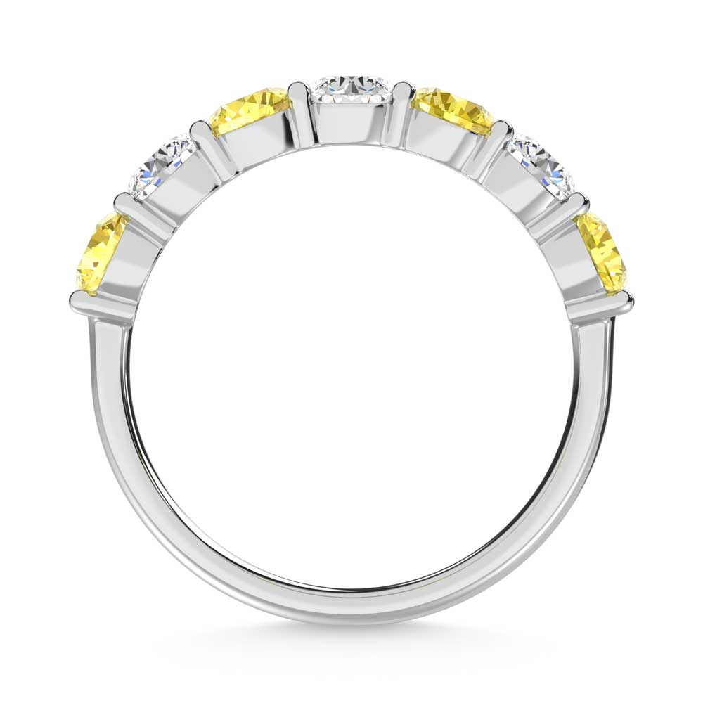 14K White Gold 1 1/2 Ct.Tw. 7 Stone Alternate White and Yellow Lab Grown Diamond Band