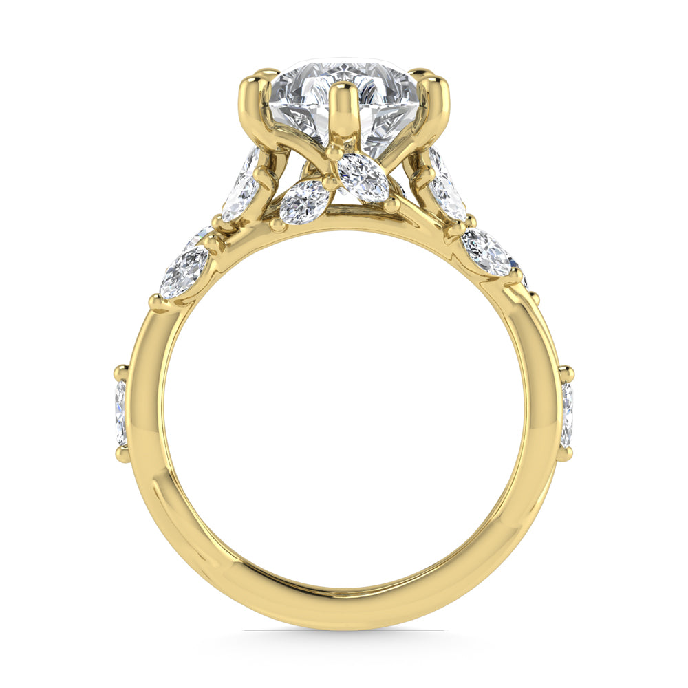 14K Yellow Gold Lab Grown Diamond 3 1/2 Ct.Tw. Marquise and Pear Engagement Ring (IGI Certified Center 3ct)