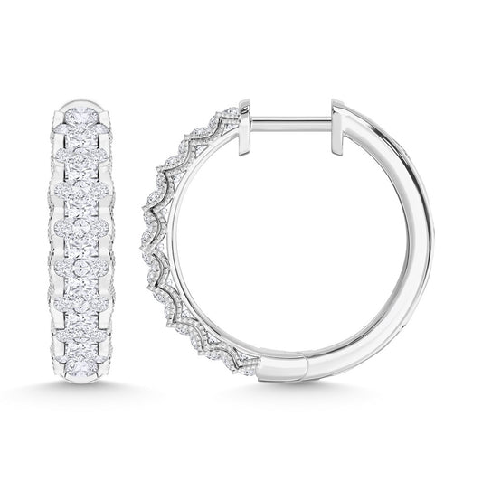 10K White Gold Lab Grown Diamond 1 Ct.Tw Hoop Earrings