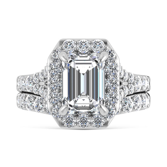 14K White Gold 4 7/8 Ct.Tw. Lab Grown Diamond Bridal Ring (IGI Certified Center 3ct)