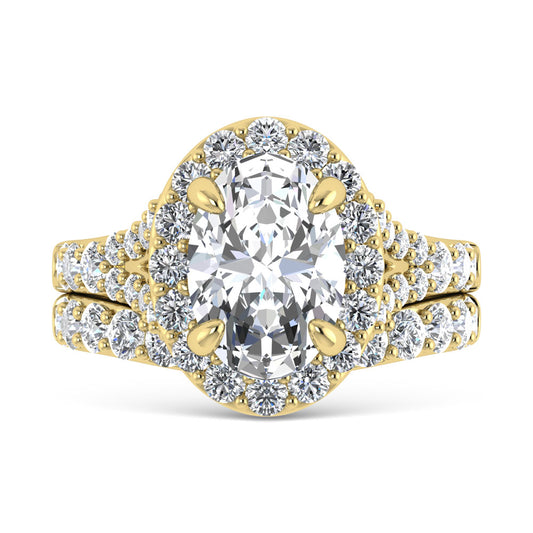 14K Yellow Gold 4 7/8 Ct.Tw. Lab Grown Diamond Bridal Ring (IGI Certified Center 3ct)