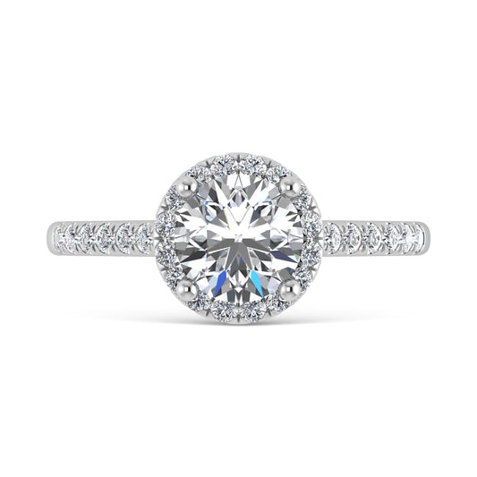 10K White Gold 1 1/4 Ct.Tw. Lab Grown Diamond Halo Engagement Ring (IGI Certified Center 1 CT)