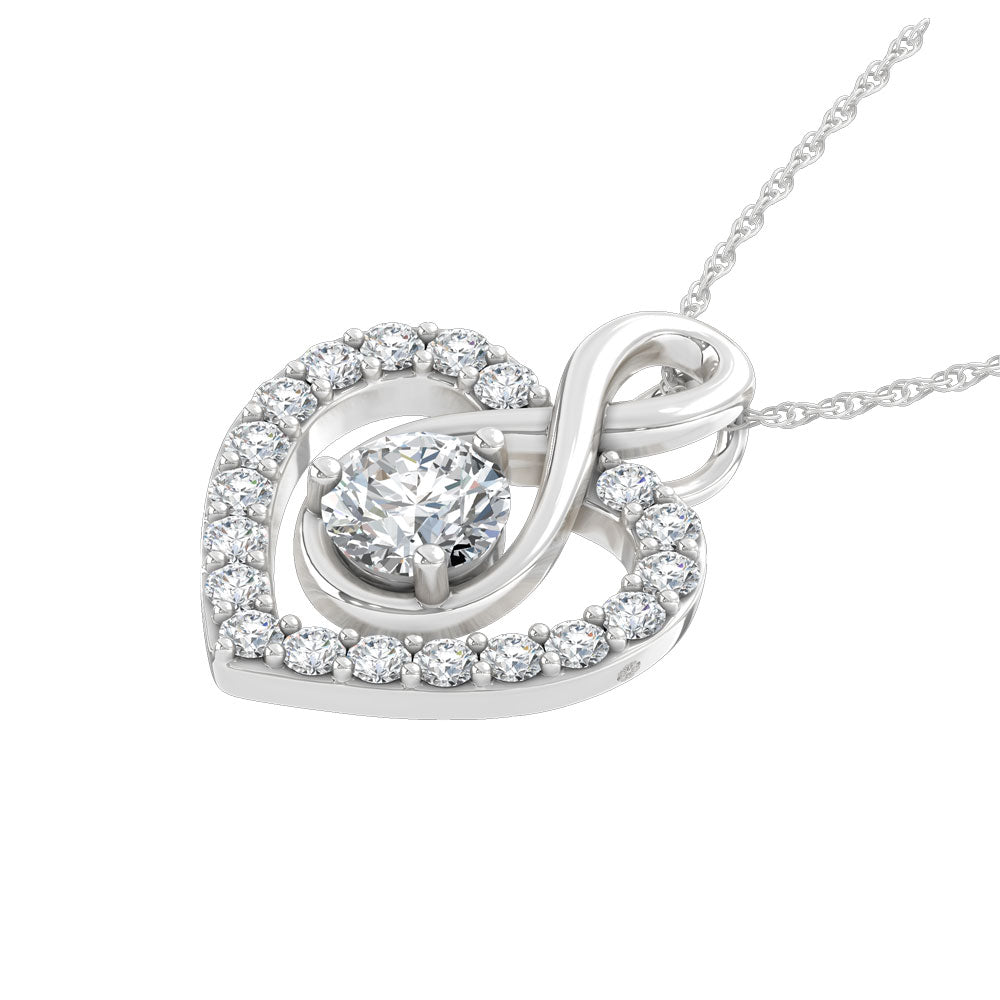 10K White Gold Lab Grown Diamond 1 Ct.Tw. Heart Pendant
