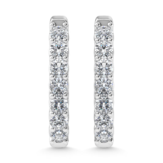 10K White Gold 1 Ct.Tw. Lab Grown Diamond In and Our Hoop Earrings