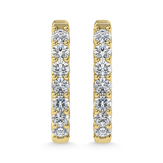 10K Yellow Gold 1 Ct.Tw. Lab Grown Diamond In and Our Hoop Earrings