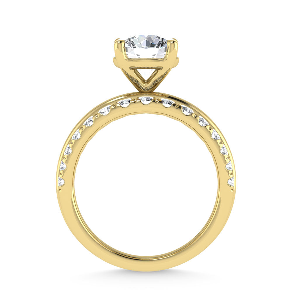 14K Yellow Gold 3 Ct.Tw. Lab Grown Diamond Round Shape Engagement Ring (IGI Certified Center 2ct)