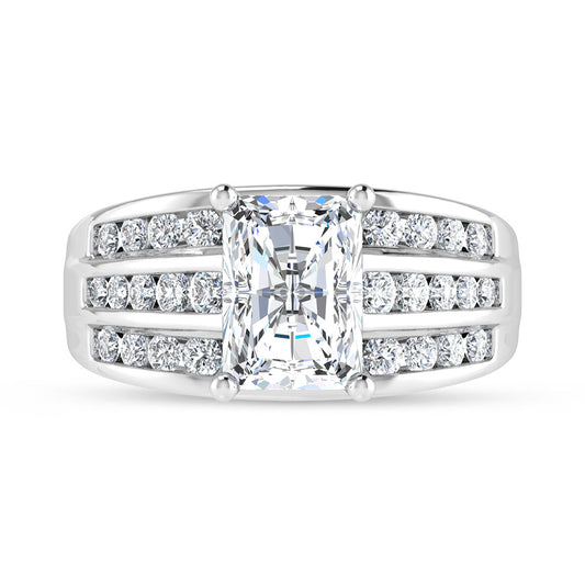 10K White Gold 3 Ct.Tw. Radiant Center Lab Grown Diamond Engagement Ring (IGI Certified Center 2ct)