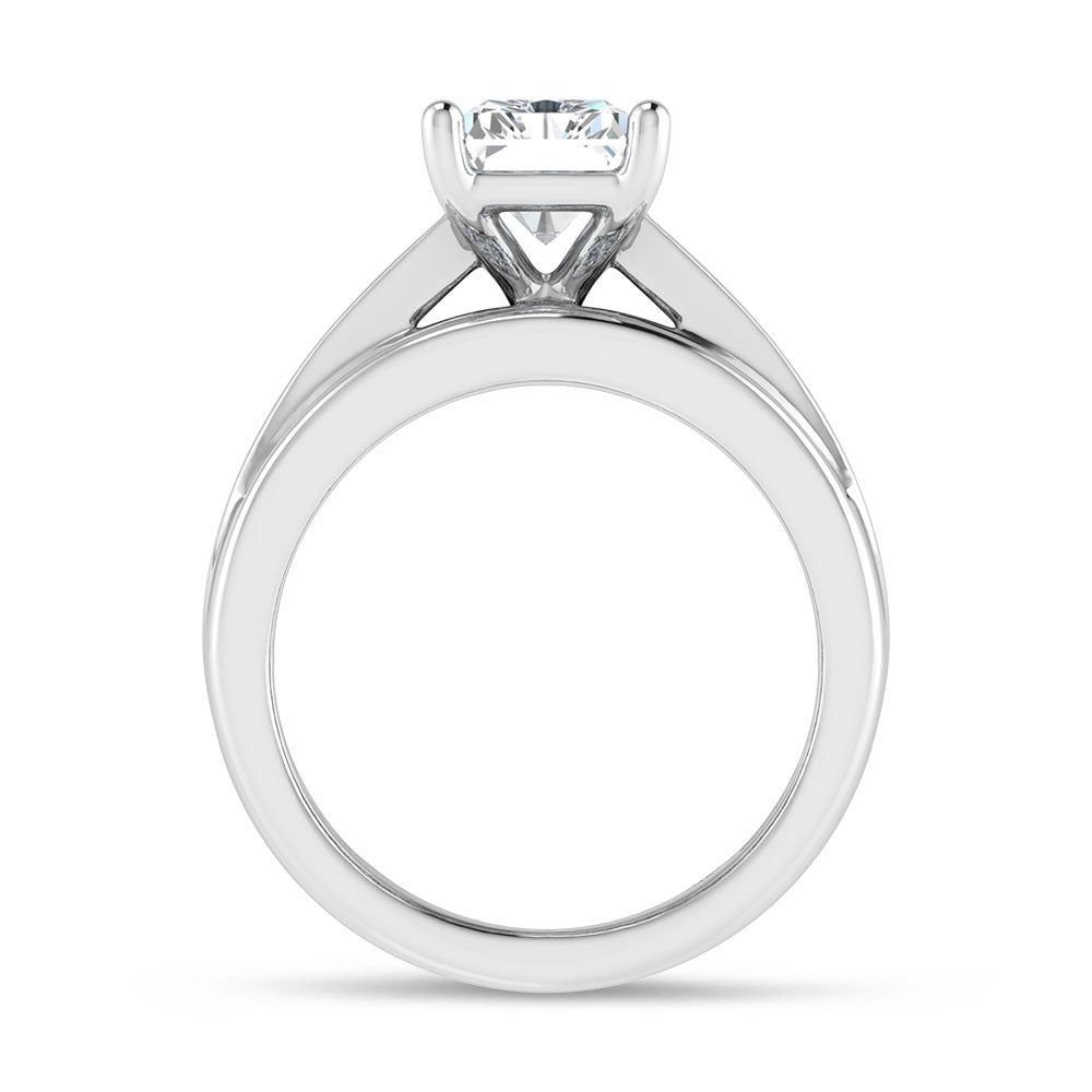10K White Gold 3 Ct.Tw. Radiant Center Lab Grown Diamond Engagement Ring (IGI Certified Center 2ct)
