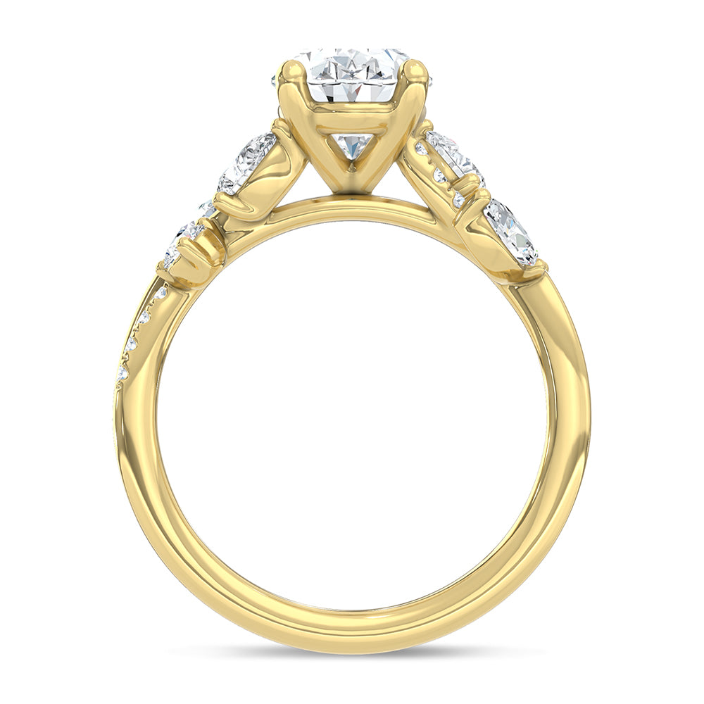 14K Yellow Gold Lab Grown Diamond 2 1/2 Ct.Tw. Floral Shank Engagement Ring (Center 2ct)
