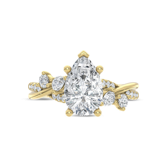 14K Yellow Gold Lab Grown Diamond 2 3/8 Ct.Tw. Floral Shank Engagement Ring (Center 2ct)
