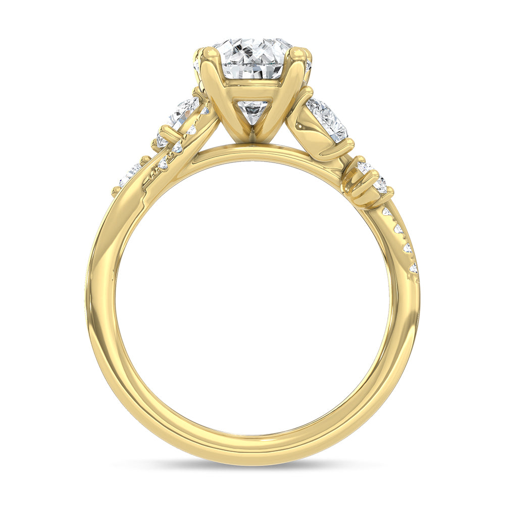14K Yellow Gold Lab Grown Diamond 2 3/8 Ct.Tw. Floral Shank Engagement Ring (Center 2ct)