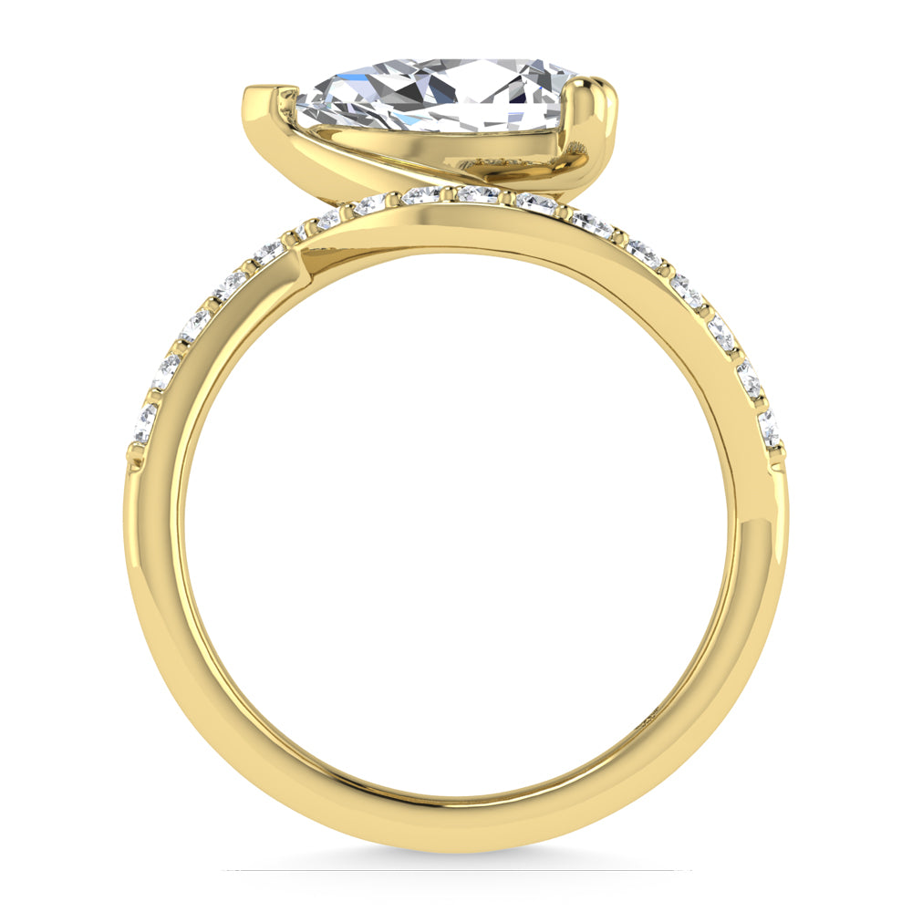 14K Yellow Gold 1 7/8 Ct.Tw. Lab Grown Diamond Pear Shape Bridal Ring (IGI Certified Center 1 1/2ct)