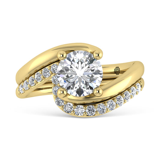 14K Yellow Gold 1 7/8 Ct.Tw. Lab Grown Diamond Round Shape Bridal Ring (IGI Certified Center 1 1/2ct)