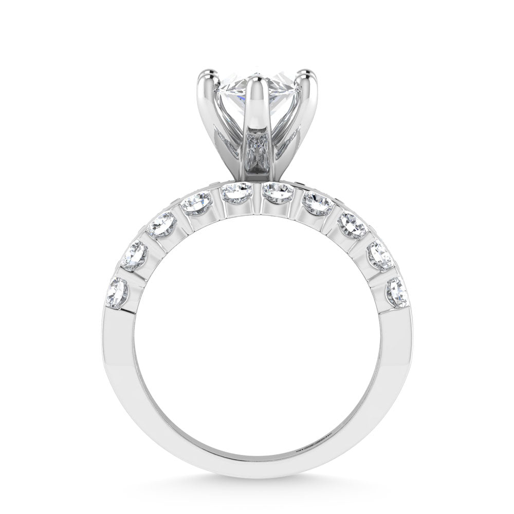 14K White Gold 4 1/2 Ct.Tw. Lab Grown Diamond Marquise Shape Machine Ring (IGI Certified Center 3ct)