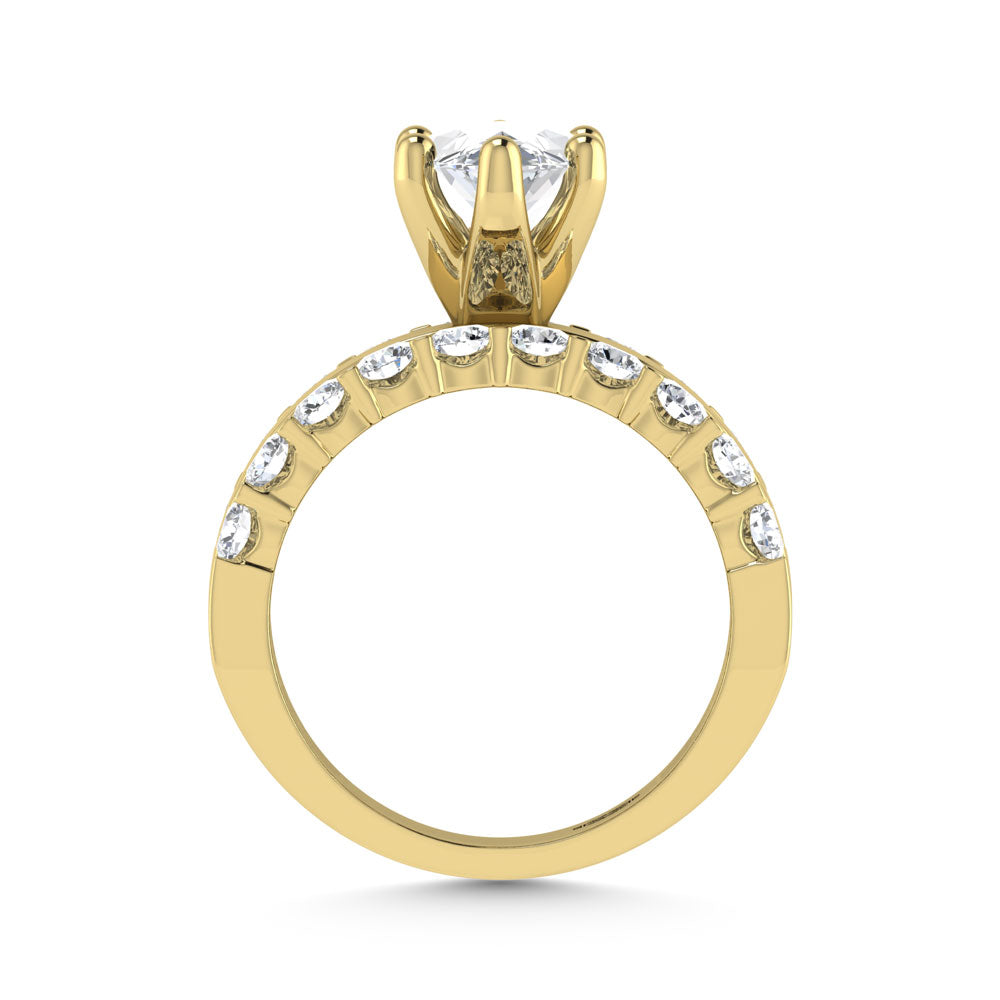 14K Yellow Gold 3 1/2 Ct.Tw. Lab Grown Diamond Marquise Shape Engagement Ring (IGI Certified Center 2ct)