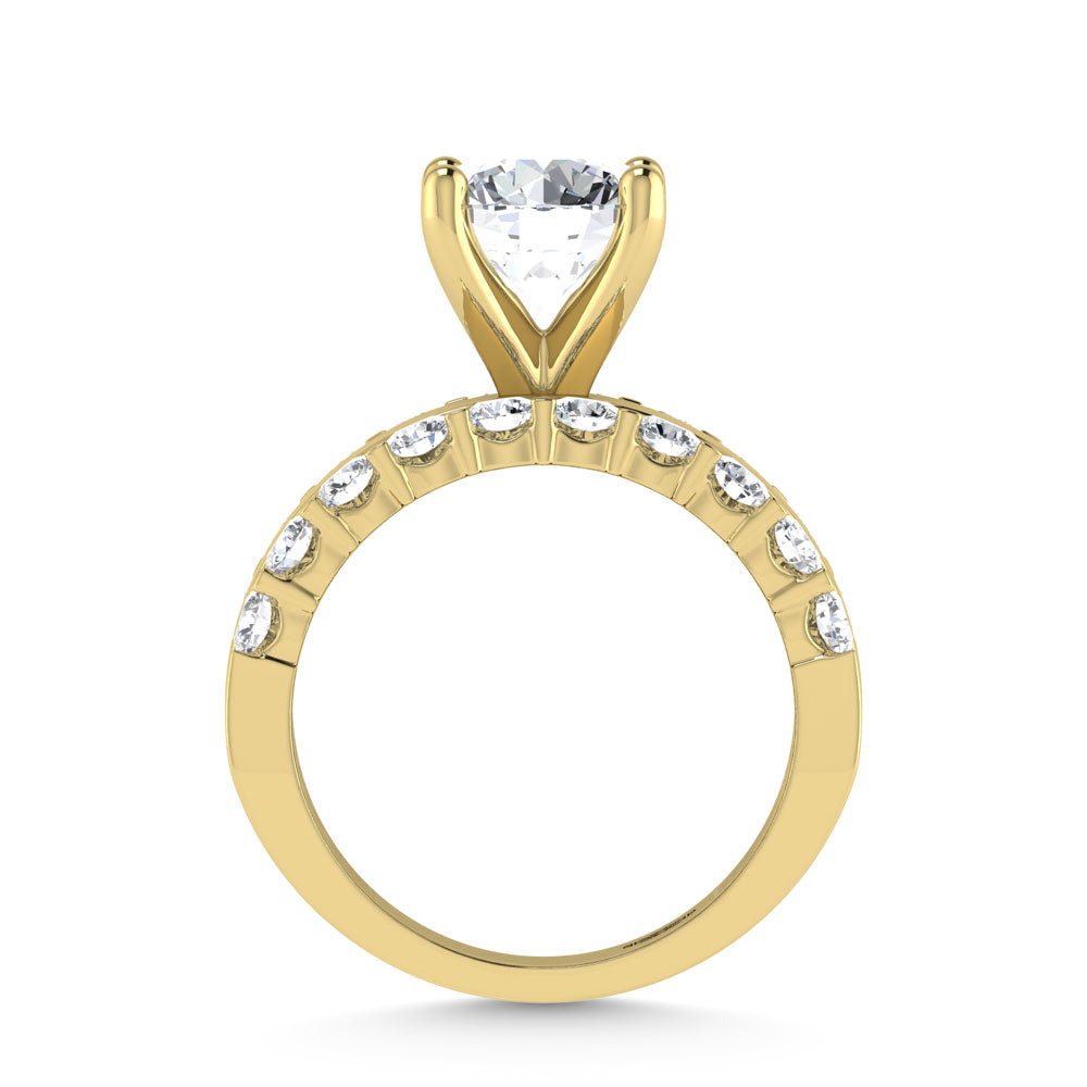 14K Yellow Gold 3 1/2 Ct.Tw. Lab Grown Diamond Round Shape Engagement Ring (IGI Certified Center 2ct)