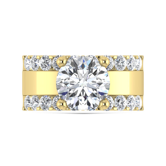 14K Yellow Gold 4 1/2 Ct.Tw. Lab Grown Diamond Round Shape Engagement Ring (IGI Certified Center 3ct)