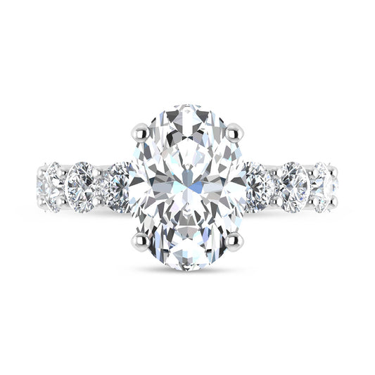 14K White Gold 8 Ct.Tw. Lab Grown Diamond Engagement Ring (IGI Certified Center 5ct)