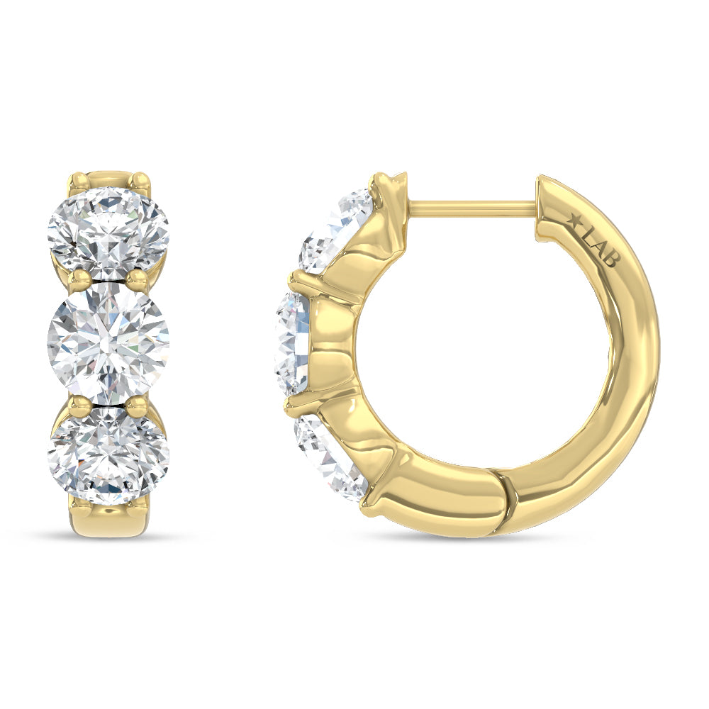 14K Yellow Gold Lab Grown Diamond 2 Ct.Tw. Hoop Earrings