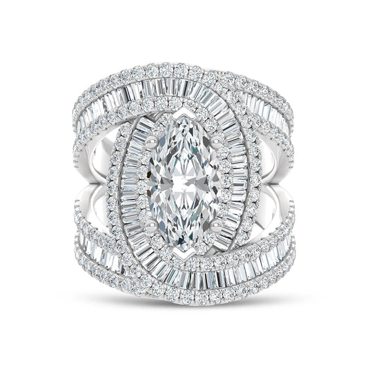 14K White Gold Lab Grown Diamond 4 Ct.Tw. Engagement Ring (IGI Certified Center 2ct)