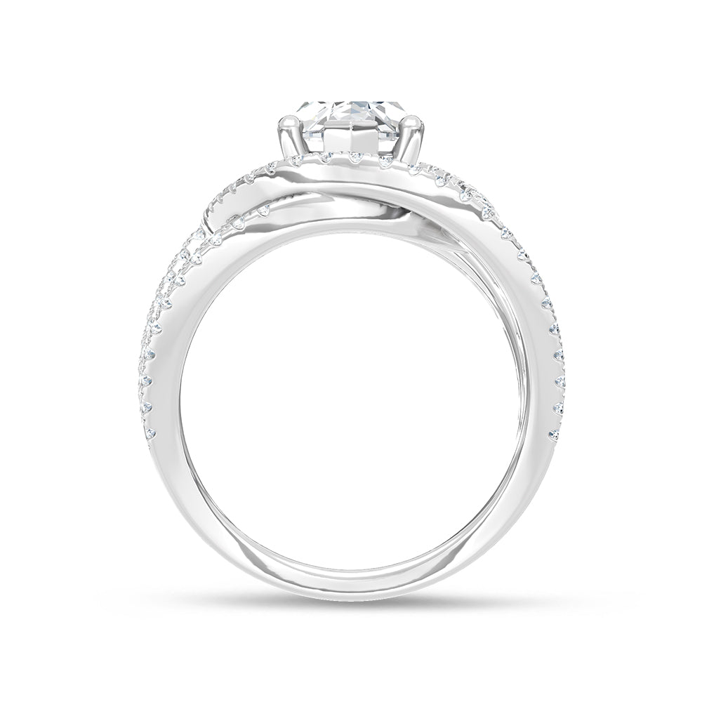 14K White Gold Lab Grown Diamond 4 Ct.Tw. Engagement Ring (IGI Certified Center 2ct)