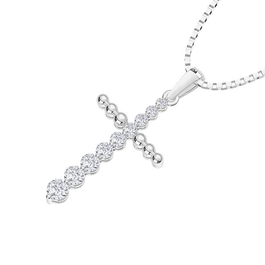 10K White Gold Lab Grown Diamond 1/3 Ct.Tw. Cross Pendant