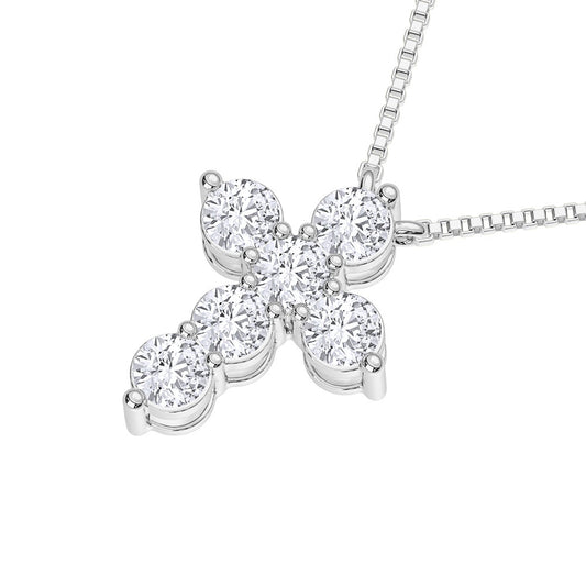 10K White Gold 1/2 Ct.Tw. Lab Grown Diamond Cross Pendant