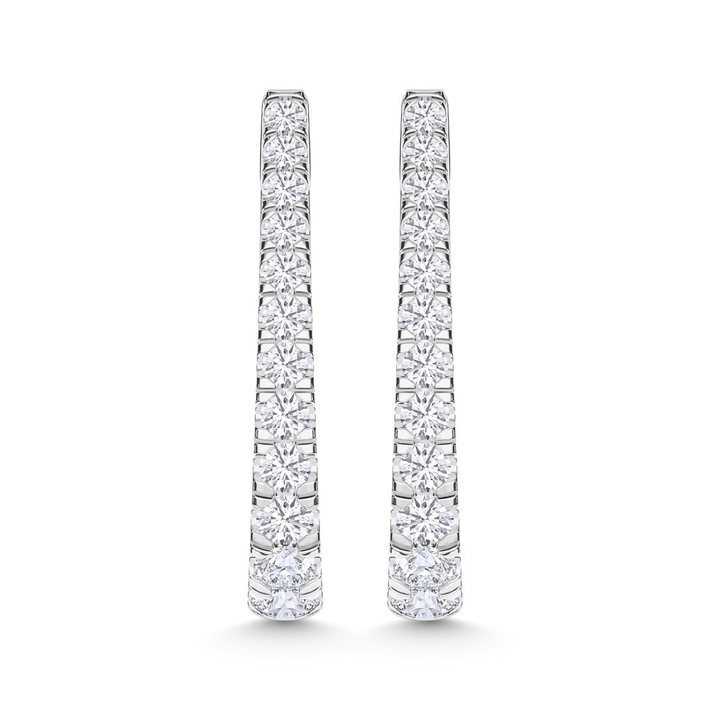 10K White Gold Lab Grown Diamond 1/2 Ct.Tw. Hoop Earrings
