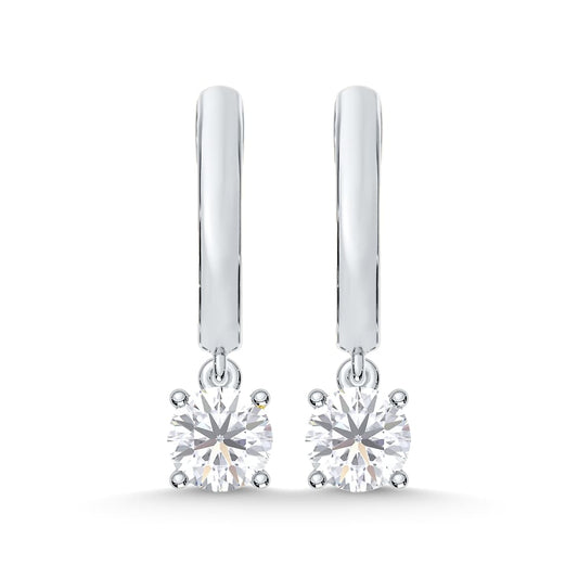 10K White Gold 1/2 Ct.Tw. Lab Grown Diamond Hoop Earrings