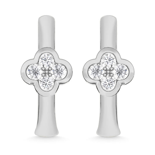 10K White Gold Lab Grown Diamond 1/10 Ct.Tw. Hoop Earrings