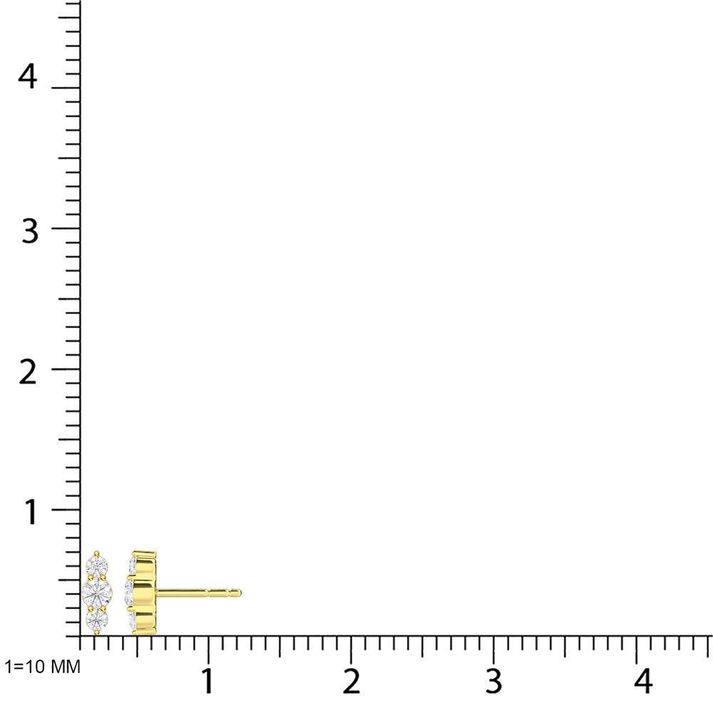 10K Yellow Gold Lab Grown Diamond 1/5 Ct.Tw. Three Stone Earrings